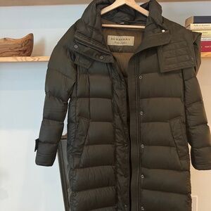 Extra Long Burberry Puffy Coat (Dark Green; Size Medium)